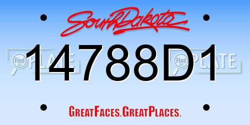 14788D1 South Dakota License Plate