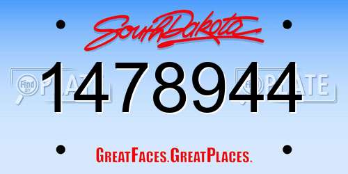 1478944 South Dakota License Plate
