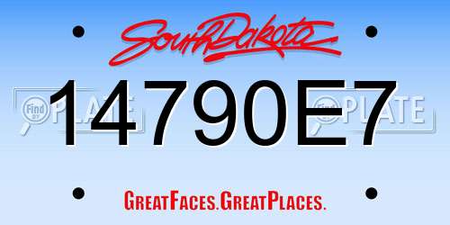 14790E7 South Dakota License Plate
