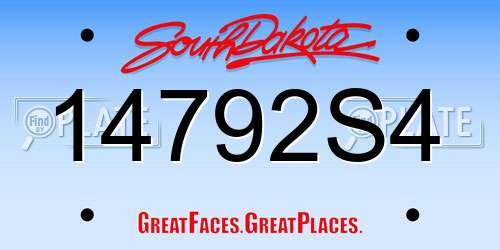 14792S4 South Dakota License Plate