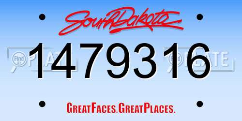 1479316 South Dakota License Plate