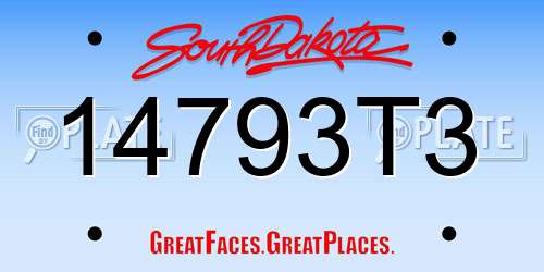 14793T3 South Dakota License Plate