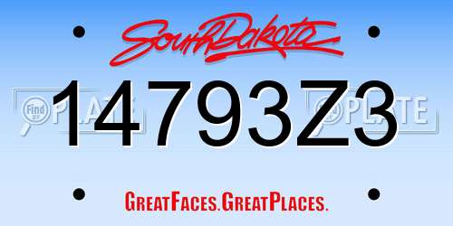 14793Z3 South Dakota License Plate