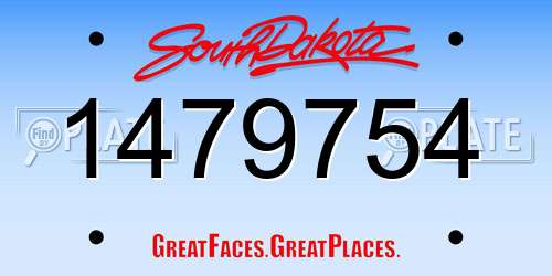 1479754 South Dakota License Plate