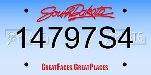 14797S4 South Dakota License Plate
