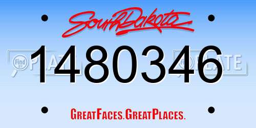 1480346 South Dakota License Plate