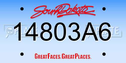 14803A6 South Dakota License Plate
