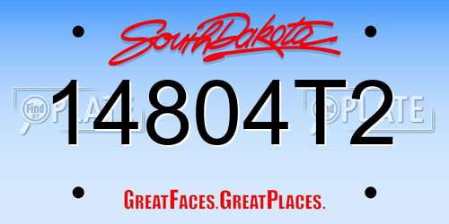 14804T2 South Dakota License Plate