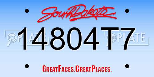14804T7 South Dakota License Plate