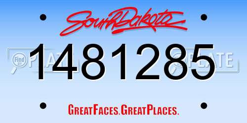 1481285 South Dakota License Plate