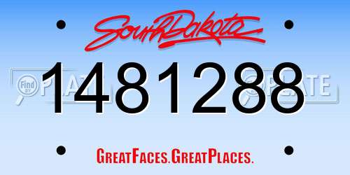 1481288 South Dakota License Plate