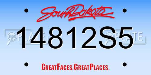 14812S5 South Dakota License Plate