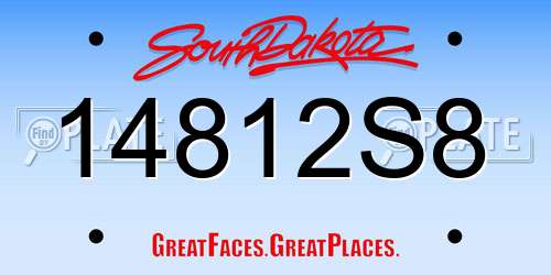 14812S8 South Dakota License Plate