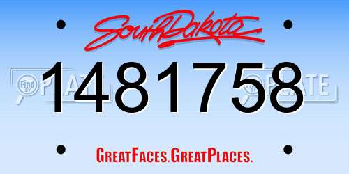 1481758 South Dakota License Plate