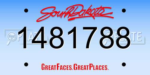 1481788 South Dakota License Plate