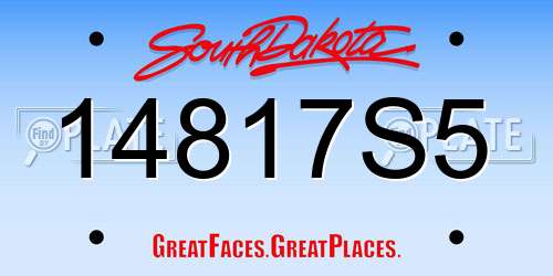 14817S5 South Dakota License Plate