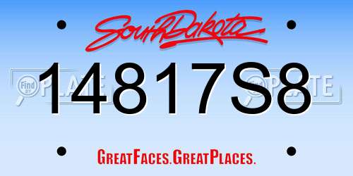 14817S8 South Dakota License Plate