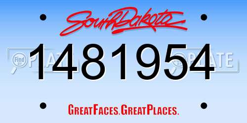 1481954 South Dakota License Plate
