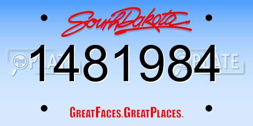 1481984 South Dakota License Plate