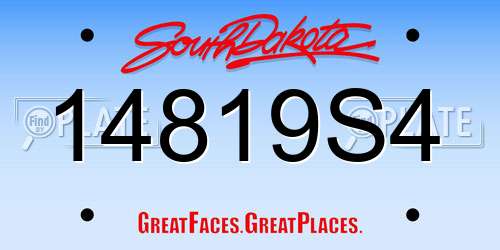 14819S4 South Dakota License Plate