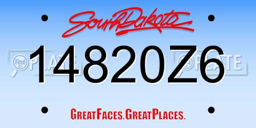 14820Z6 South Dakota License Plate