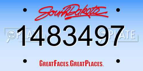 1483497 South Dakota License Plate