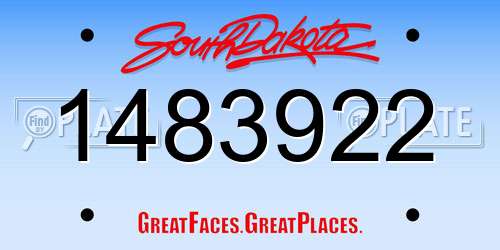 1483922 South Dakota License Plate