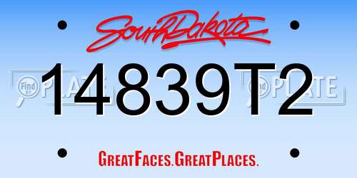 14839T2 South Dakota License Plate