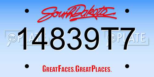 14839T7 South Dakota License Plate