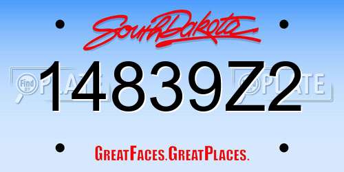 14839Z2 South Dakota License Plate
