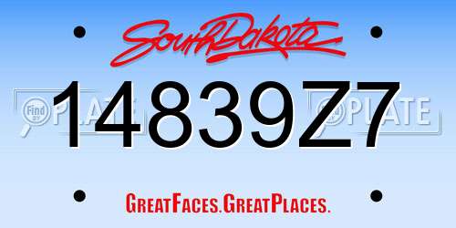14839Z7 South Dakota License Plate