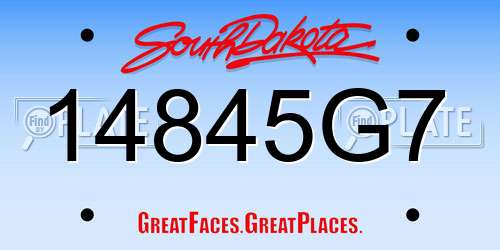 14845G7 South Dakota License Plate