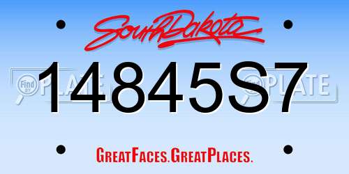 14845S7 South Dakota License Plate
