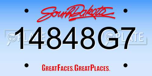 14848G7 South Dakota License Plate