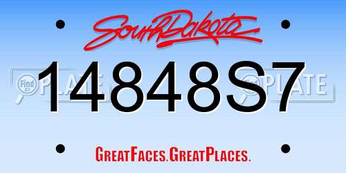14848S7 South Dakota License Plate