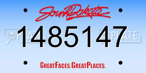 1485147 South Dakota License Plate