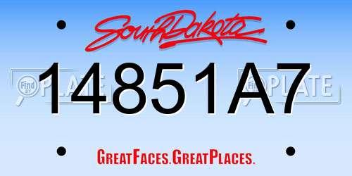 14851A7 South Dakota License Plate