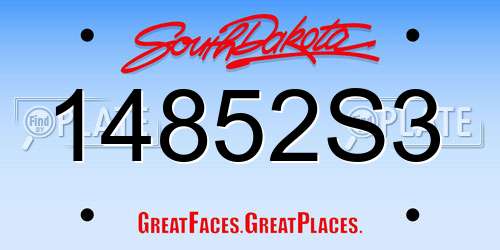 14852S3 South Dakota License Plate