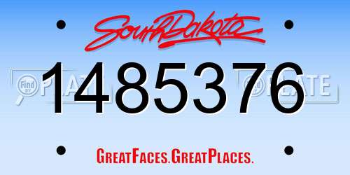 1485376 South Dakota License Plate