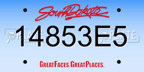 14853E5 South Dakota License Plate