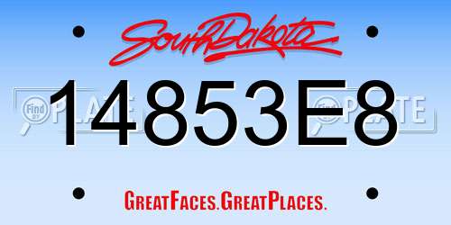 14853E8 South Dakota License Plate