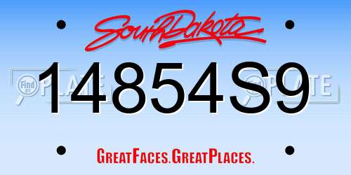 14854S9 South Dakota License Plate