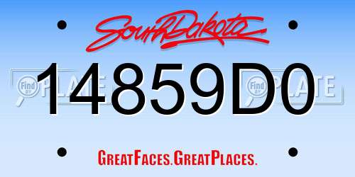14859D0 South Dakota License Plate