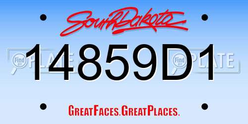 14859D1 South Dakota License Plate