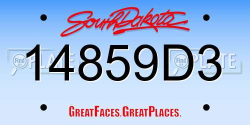14859D3 South Dakota License Plate