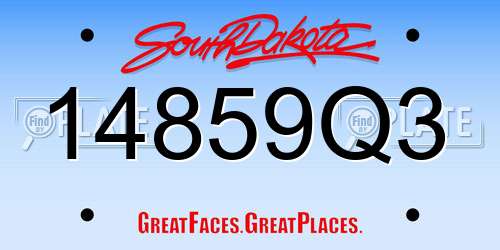 14859Q3 South Dakota License Plate
