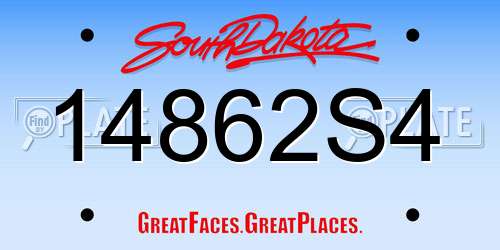 14862S4 South Dakota License Plate