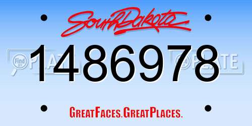 1486978 South Dakota License Plate