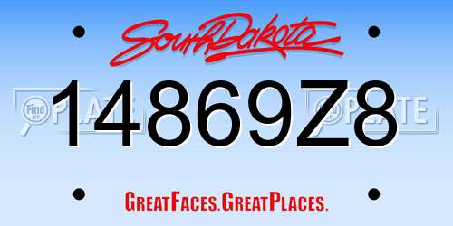 14869Z8 South Dakota License Plate