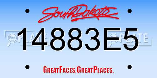 14883E5 South Dakota License Plate